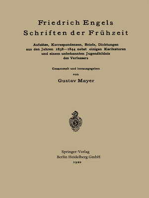 cover image of Friedrich Engels Schriften der Frühzeit